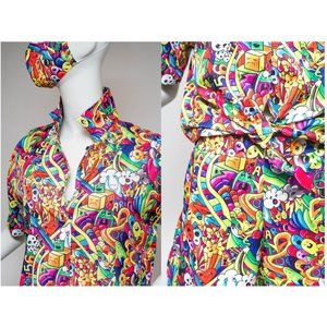 Unisex Vintage Three Piece Festival Set with Matching Mask - Shirt Shorts